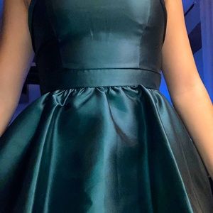 Emerald green layered green hoco dress